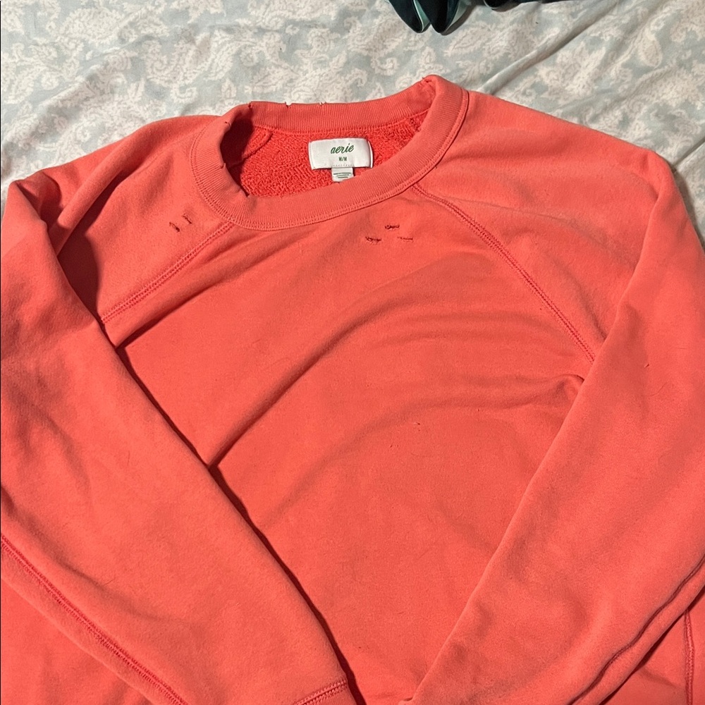 Aerie Vibrant Coral Crewneck Sweater